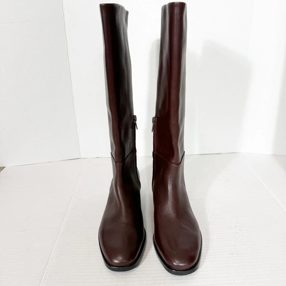 Vince Martell Womens Ganache Brown Knee High Minimalist Riding Boot Size 7.5